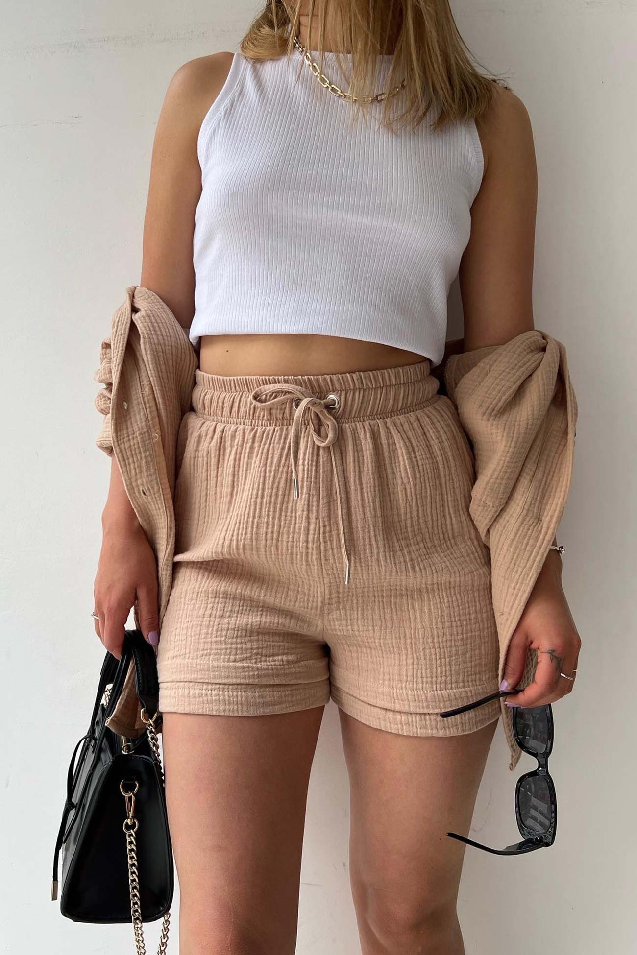 Gunilla™ | Langermet Skjorte - Shorts Sett